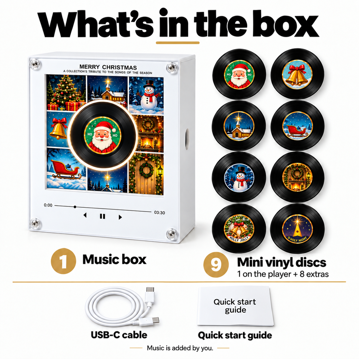 NOVA Costum Christmas Jingle Vinyl Music Box